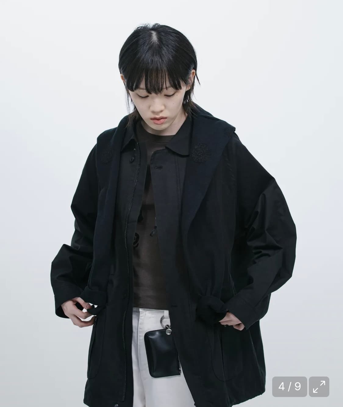 오헤시오 트렌치 카라 점퍼 블랙 상품이미지3