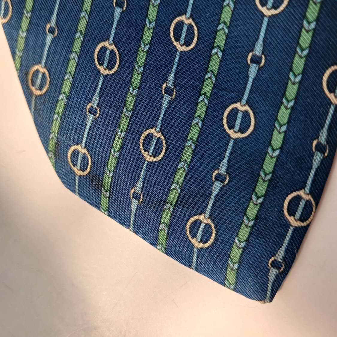 에르메스 실크 네이비 체인 패턴 넥타이 8cm B등급 E745 상품이미지9