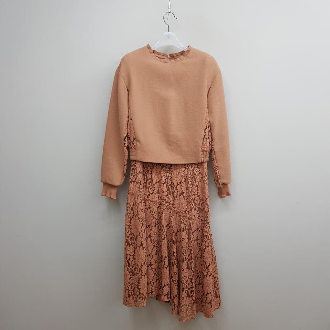 한섬 마인 2020 레이스 배색 투피스 원피스 세트 76-90-155 상품이미지1