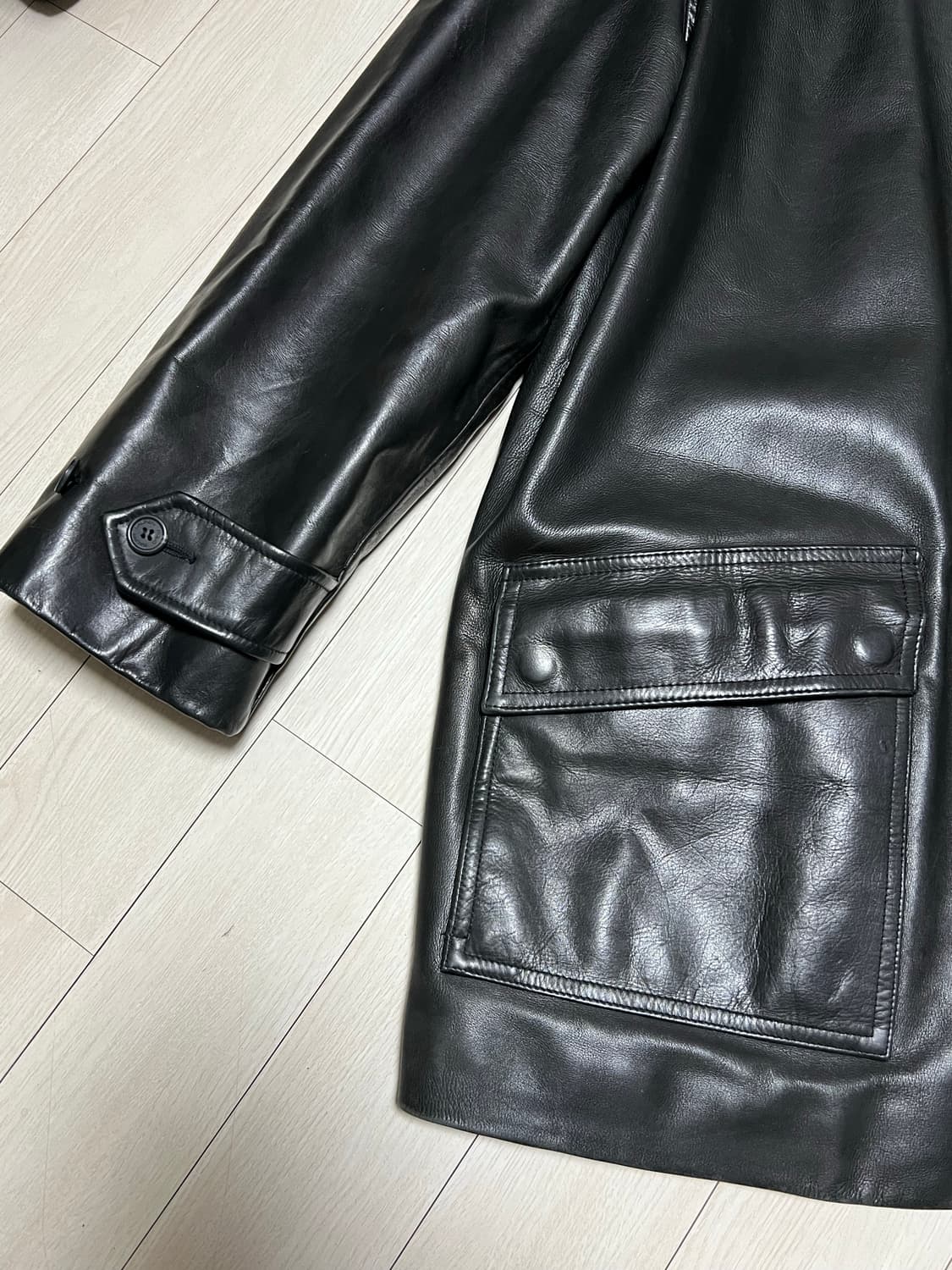 90s 폴로랄프로렌 풀그레인레더 블랙 카코트 100사이즈 상품이미지2