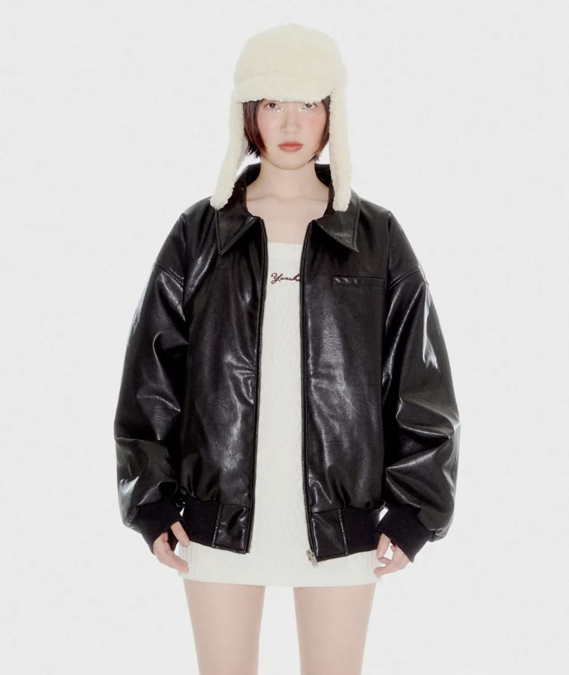 Youhee 레더자켓 LOOSE FIT LEATHER JUMPER BLA 상품이미지3