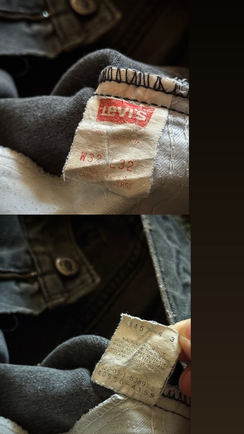 90s USA 리바이스 블랙탭 550 블랙워시드 흑청 데님 팬츠 상품이미지10