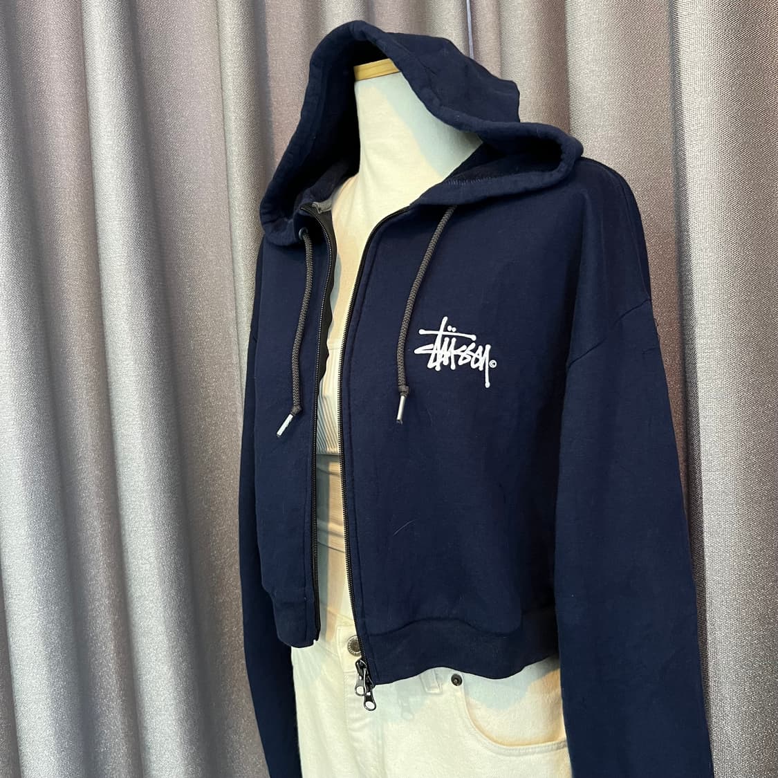 스투시 빈티지 후드 크롭 투웨이 지퍼 리폼 상품이미지1