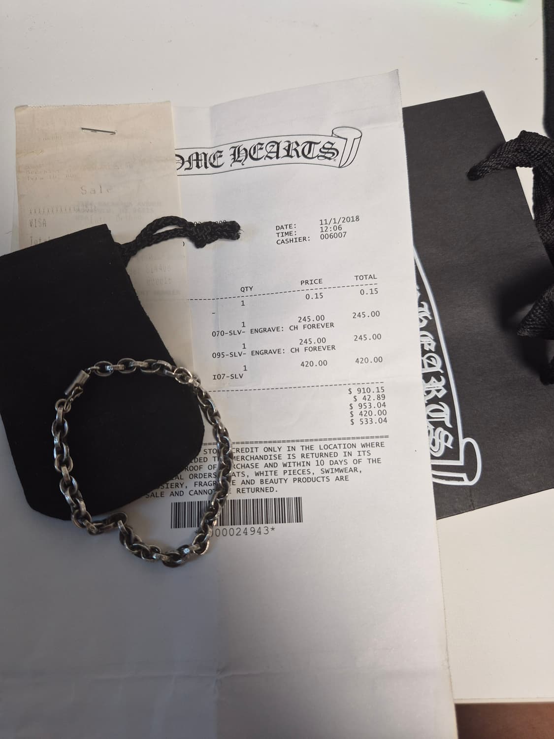 크롬하츠 페이퍼체인 팔찌 상품이미지1