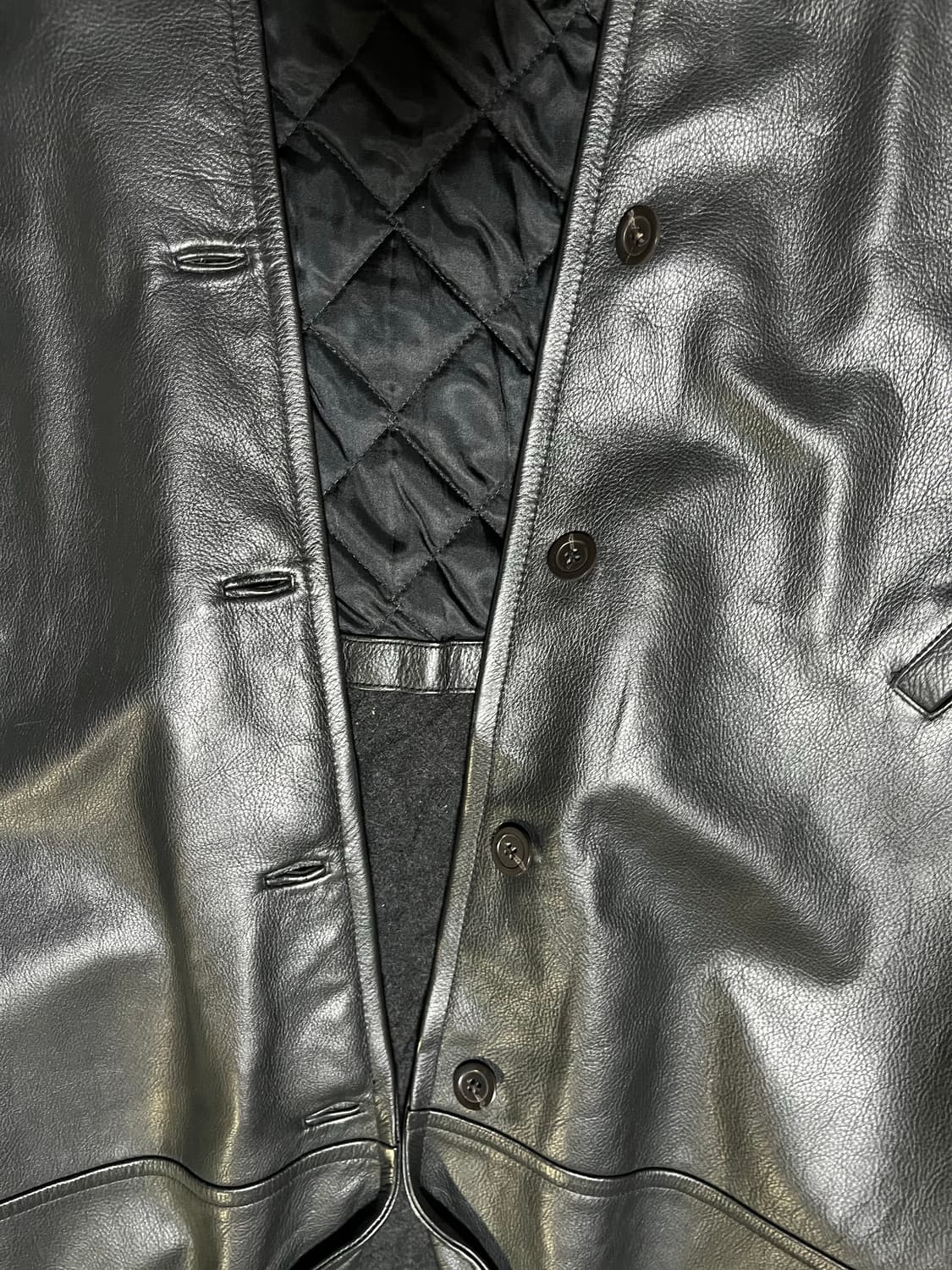 90s-00 J.CREW Leather Car Coat 상품이미지4