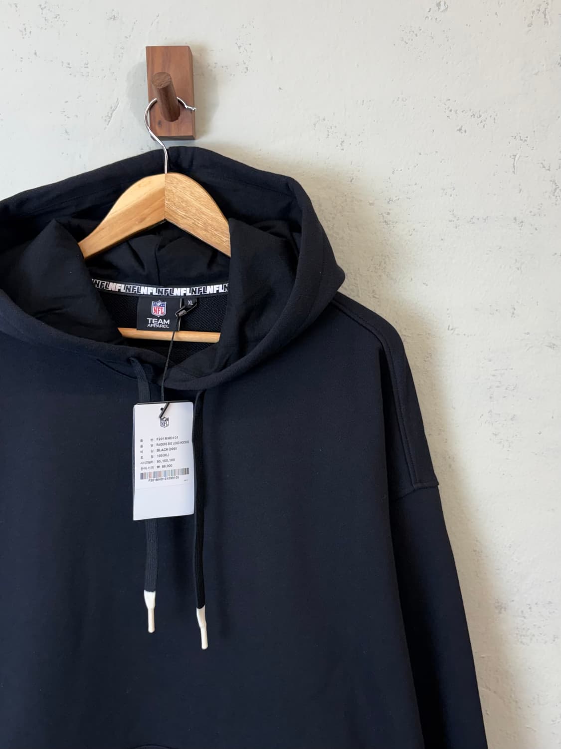 새상품 NFL 레이더스 블랙 빅로고 후드티 상품이미지4