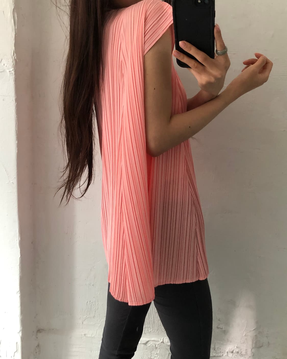 Pleats Please 플리츠플리즈 핑크 컬러 플리츠 슬리브리스 상품이미지4