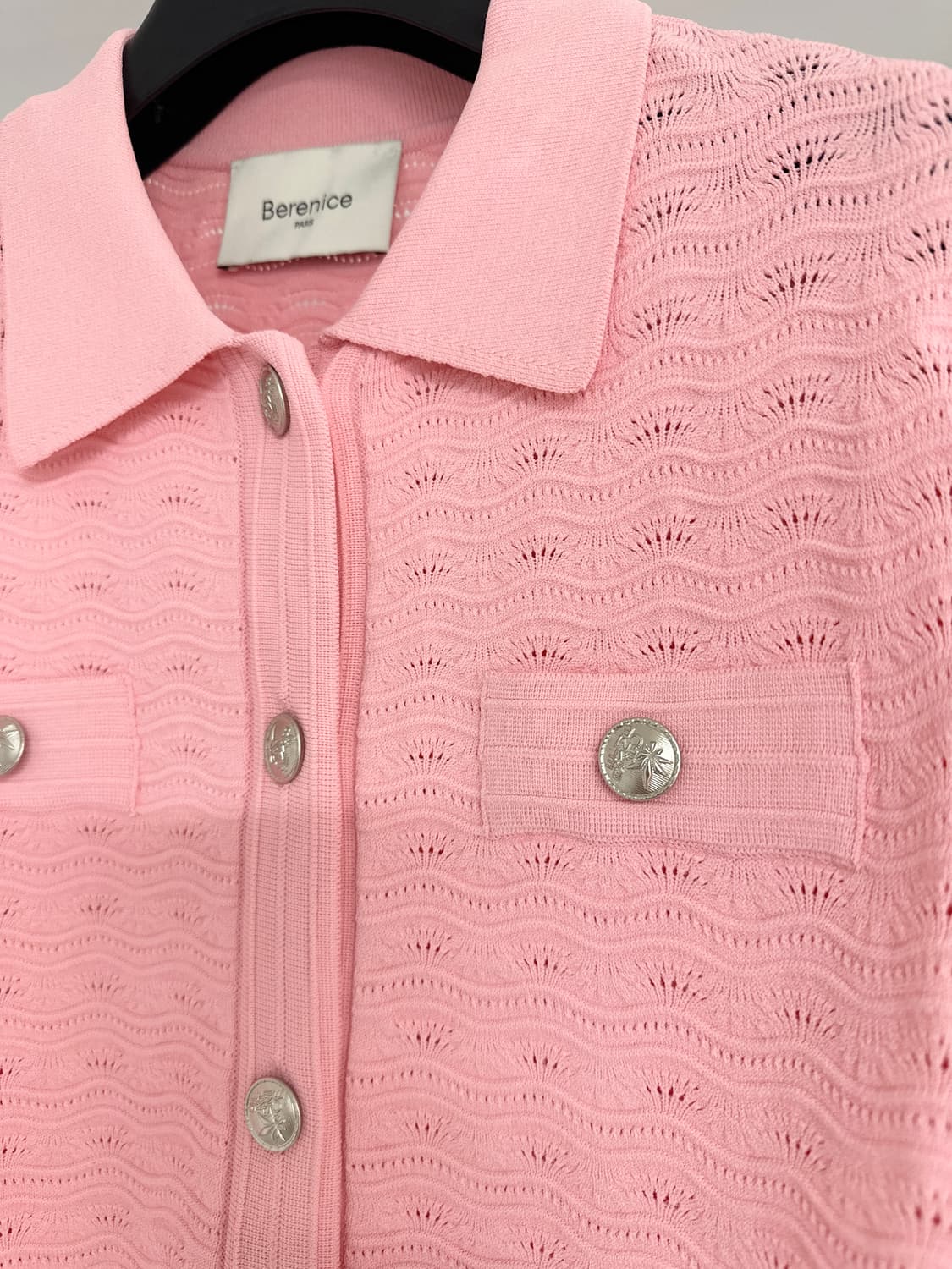 [베르니스] 여성 핑크 반팔 가디건 상품이미지2