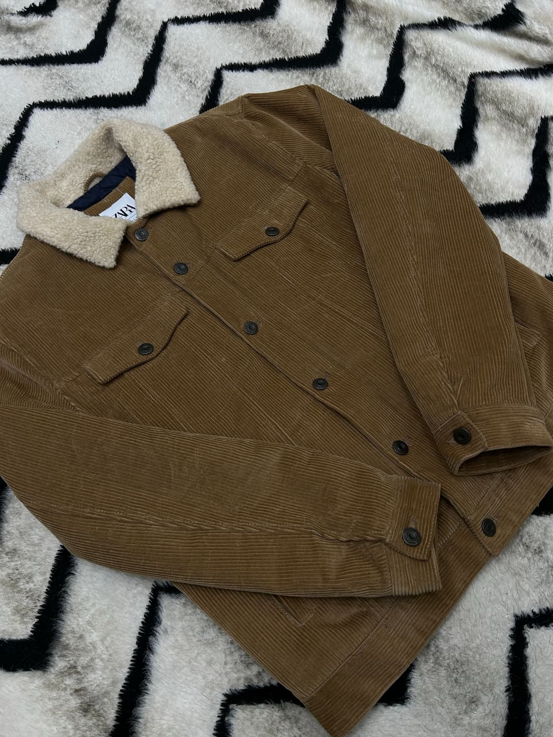[한국XL]ZARA 코듀로이 쉐르파 자켓/브라운 상품이미지2