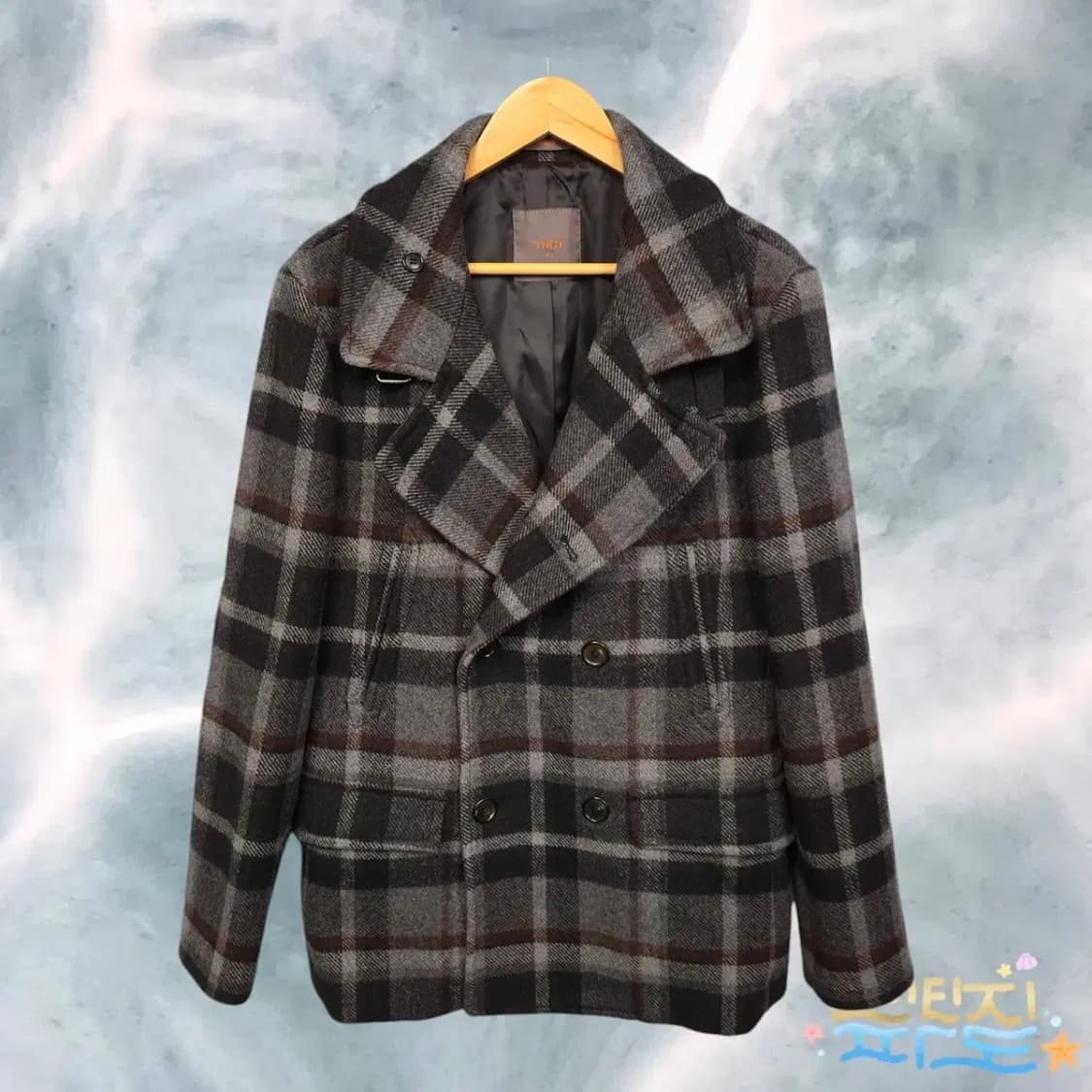 [105] 미시착 새상품 TNGT 더블버튼 체크 모직 코트 상품이미지1