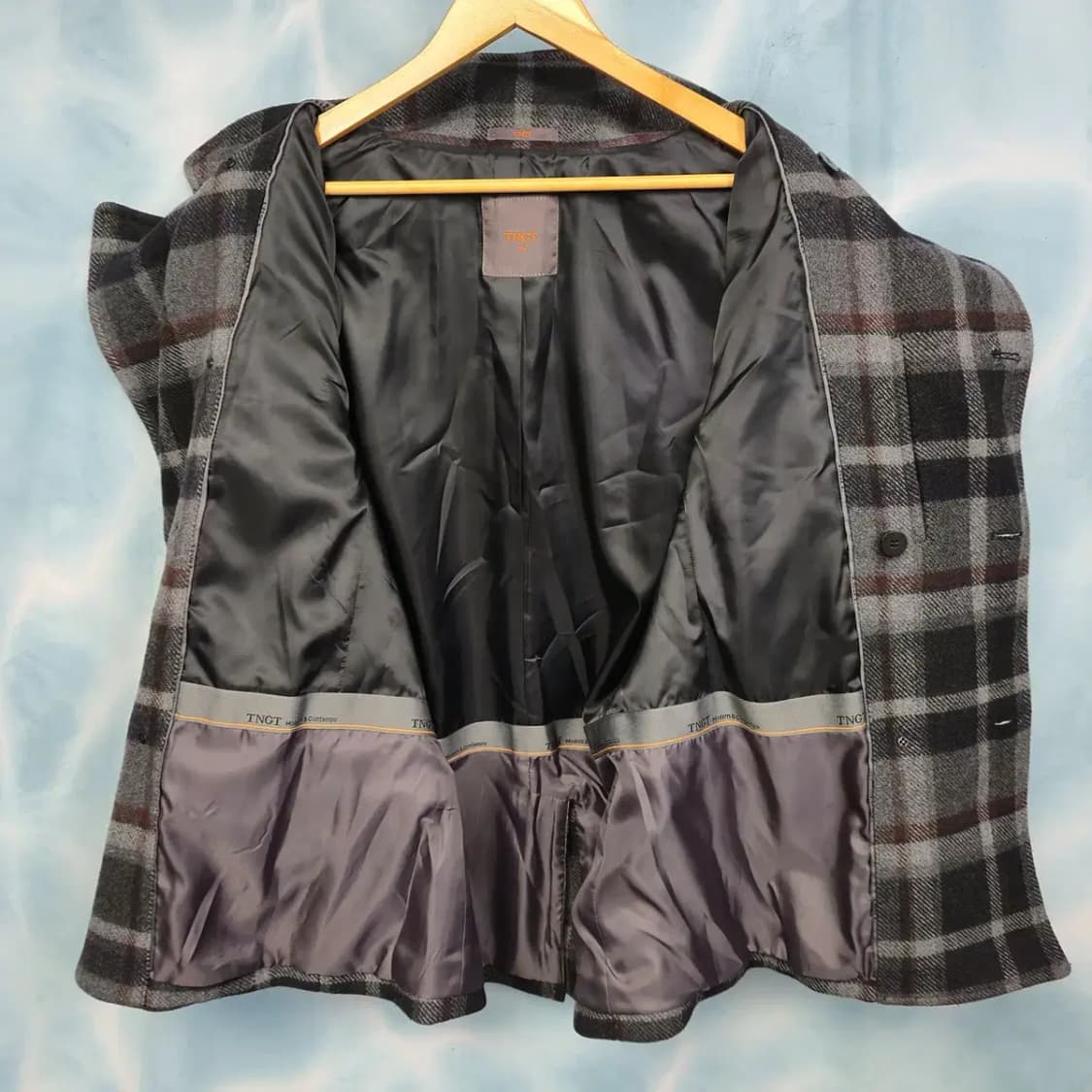 [105] 미시착 새상품 TNGT 더블버튼 체크 모직 코트 상품이미지10