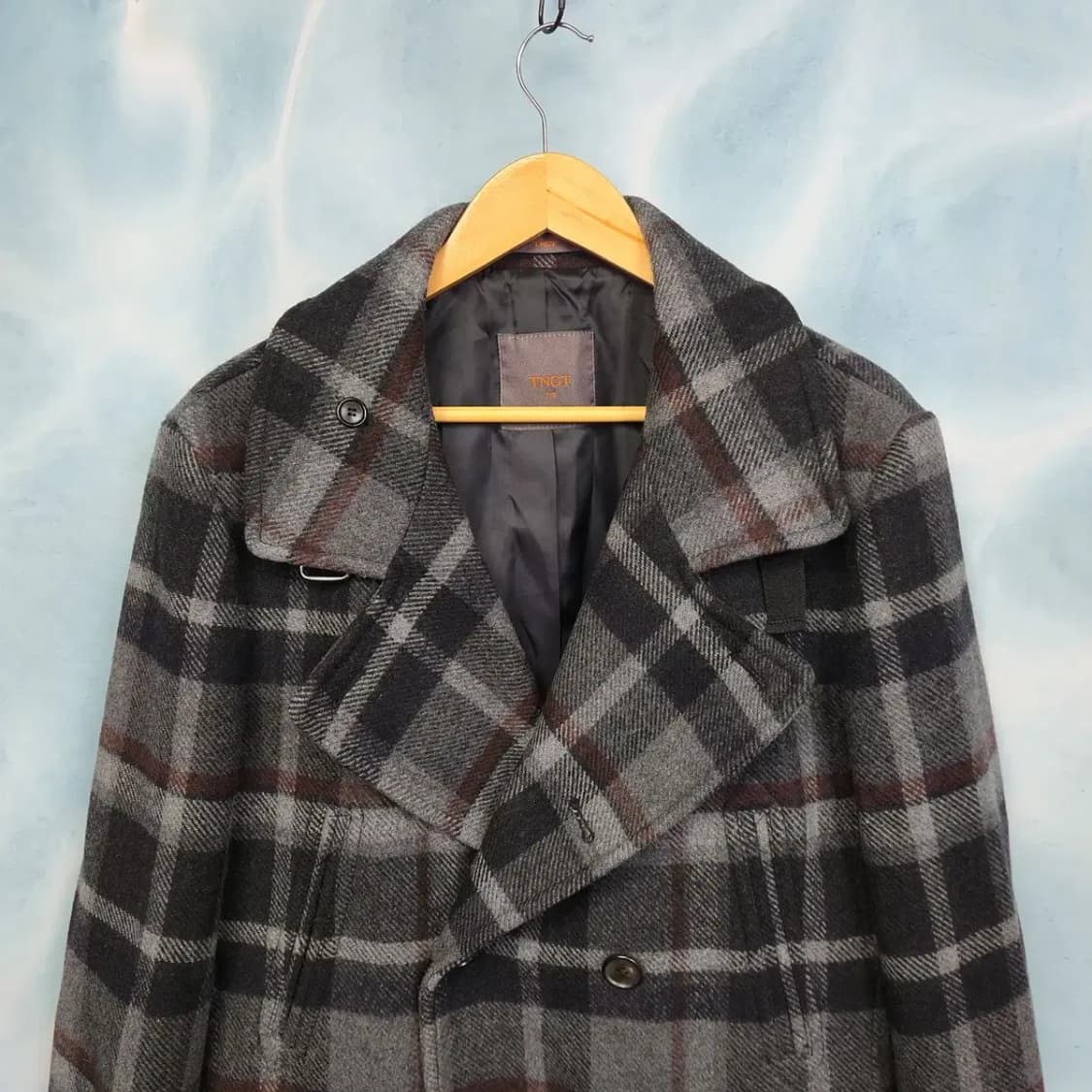 [105] 미시착 새상품 TNGT 더블버튼 체크 모직 코트 상품이미지2