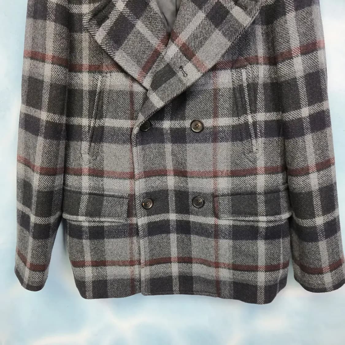 [105] 미시착 새상품 TNGT 더블버튼 체크 모직 코트 상품이미지3