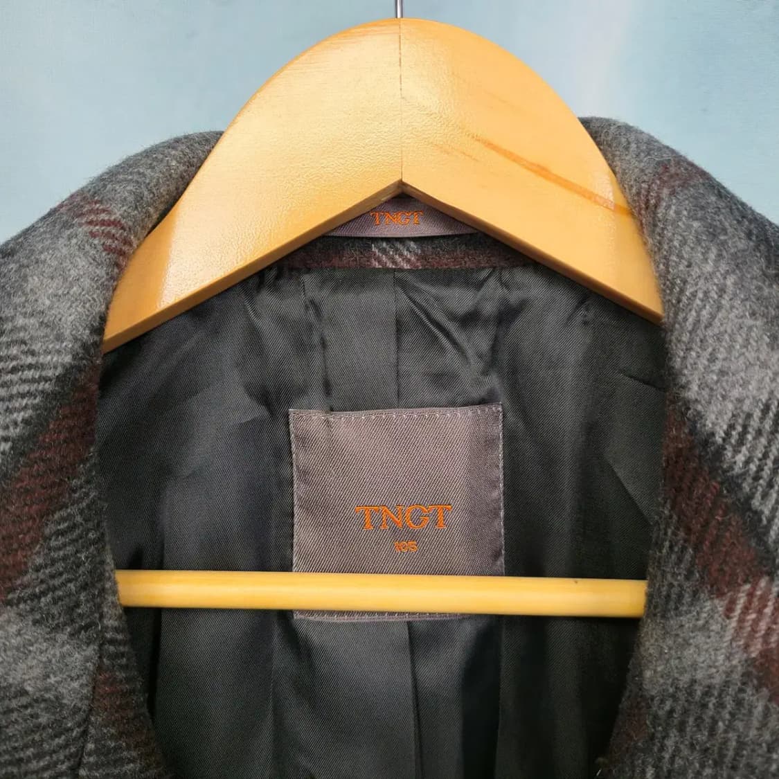 [105] 미시착 새상품 TNGT 더블버튼 체크 모직 코트 상품이미지4