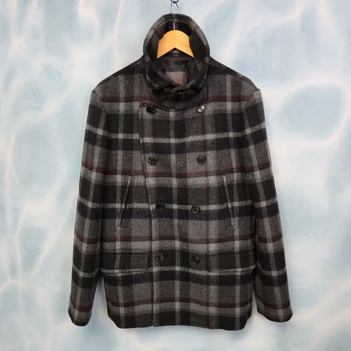 [105] 미시착 새상품 TNGT 더블버튼 체크 모직 코트 상품이미지9