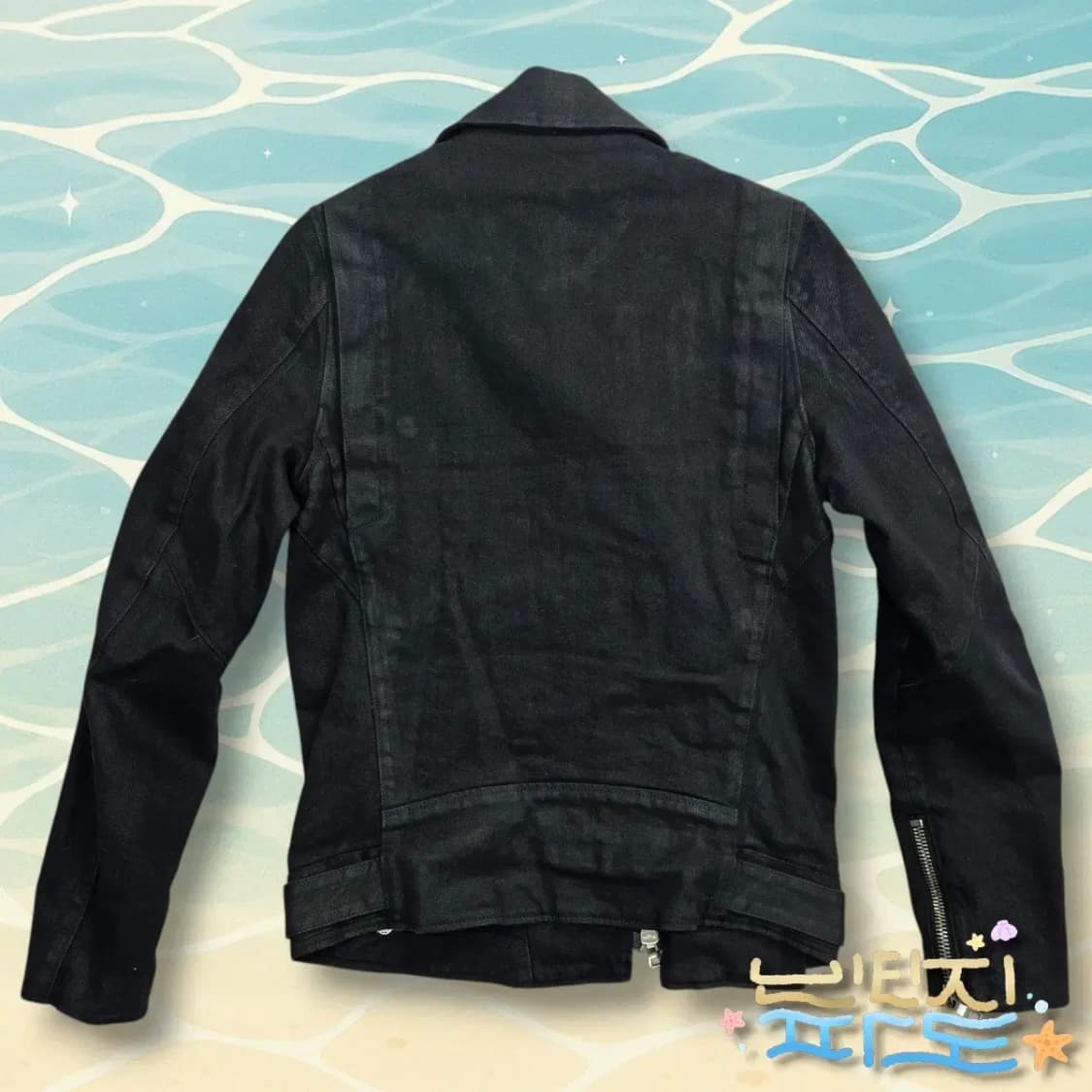 M 감정서O BALMAIN 발망 블랙 왁스드 라이더 자켓 상품이미지6