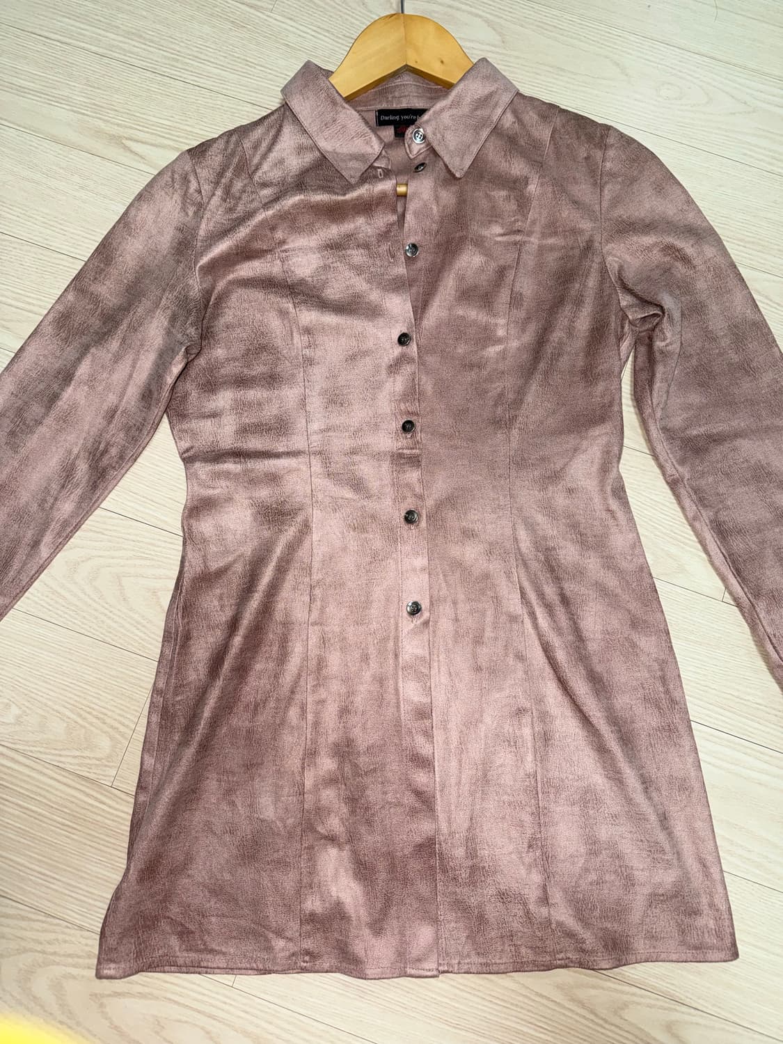 달링유어배드 핑크 스웨이드 셔츠 상품이미지2