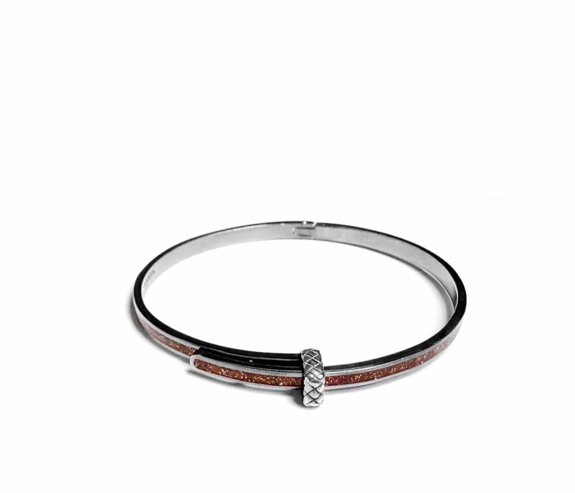 [S] 보테가베네타 에나멜 커프스 실버 브레이슬릿 팔찌 스몰 브라운 상품이미지1