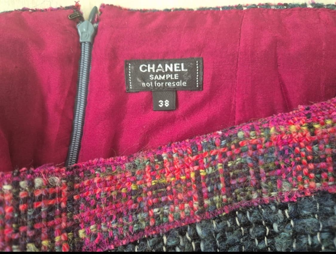 정품 샤넬 샘플 트위드 스커트 울 실크 26 27 55 상품이미지4