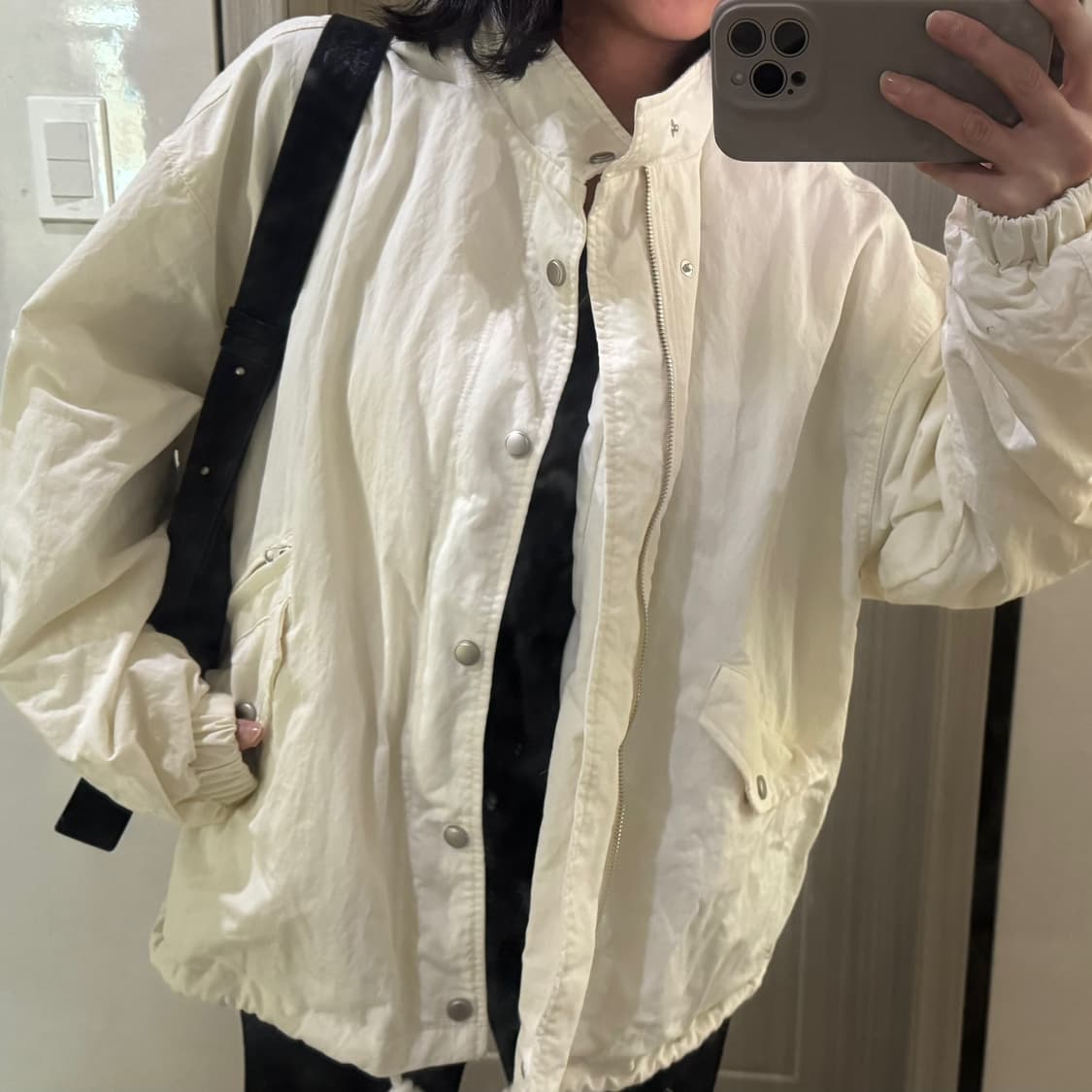 오로 oro 라퍼지포우먼 야상 자켓 오버핏 필드 숏 자켓 (화이트) 상품이미지1