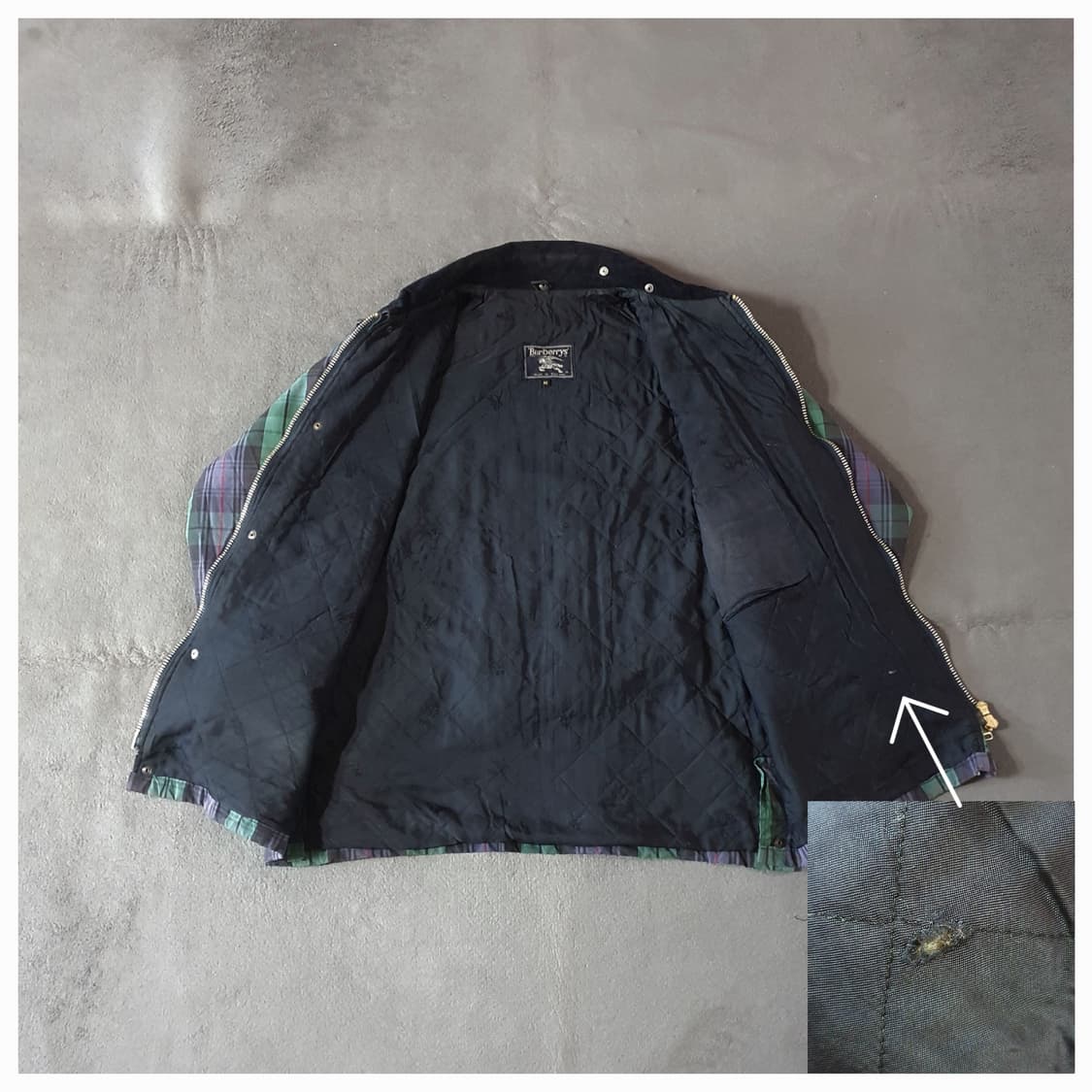 90s 버버리 타탄체크 블랙와치 헌팅 자켓 M 상품이미지10