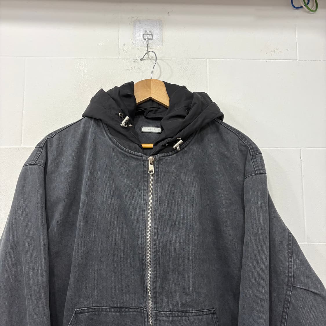 빈티지 후드 데님 봄버 자켓 상품이미지2