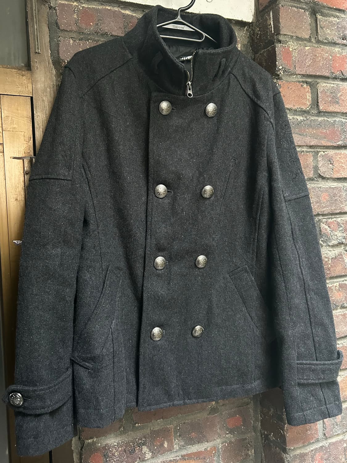 2000s JPN 펑크 더블버튼 챠콜 피코트 자켓 상품이미지2