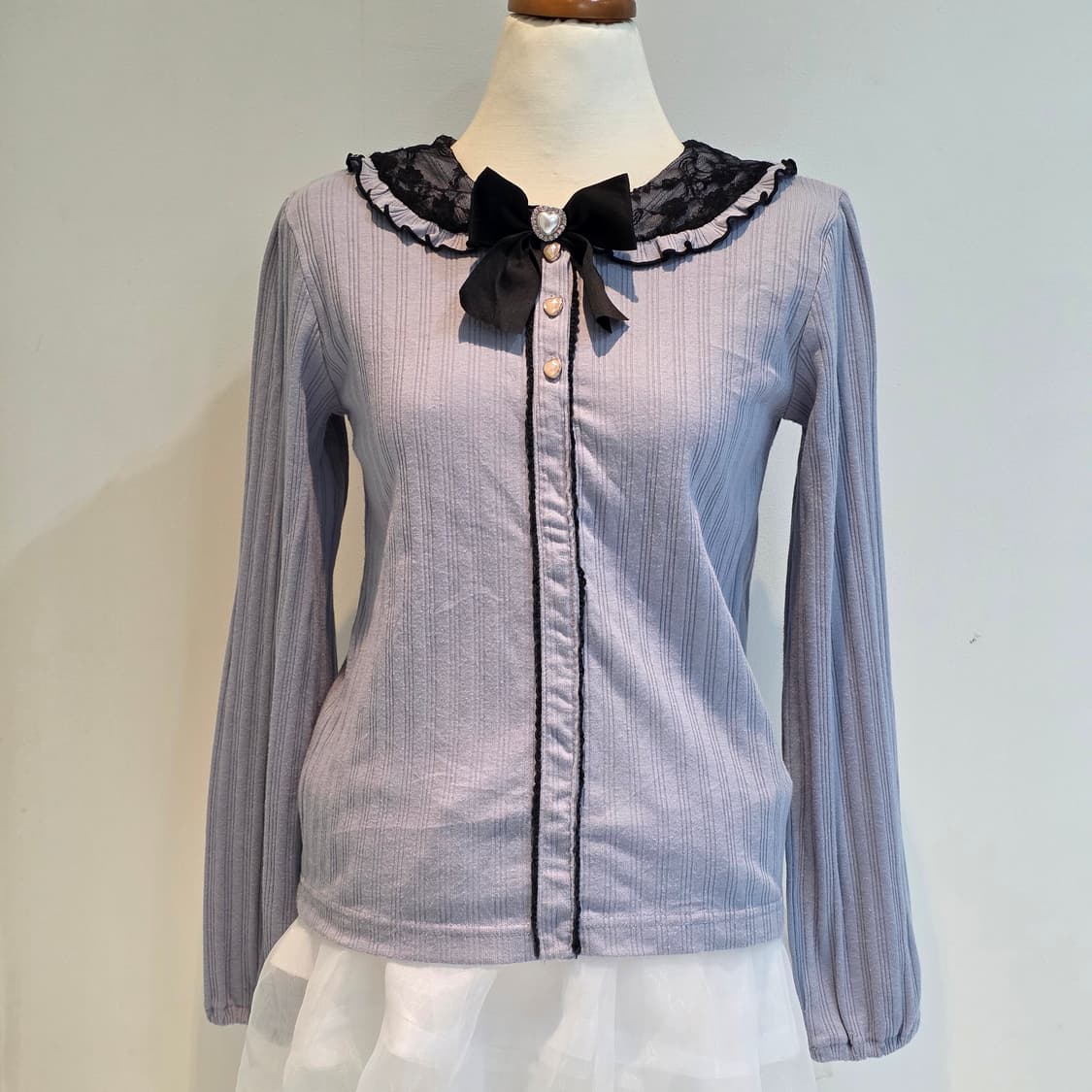 블랙하트지뢰계st 리본 니트블라우스 상품이미지5