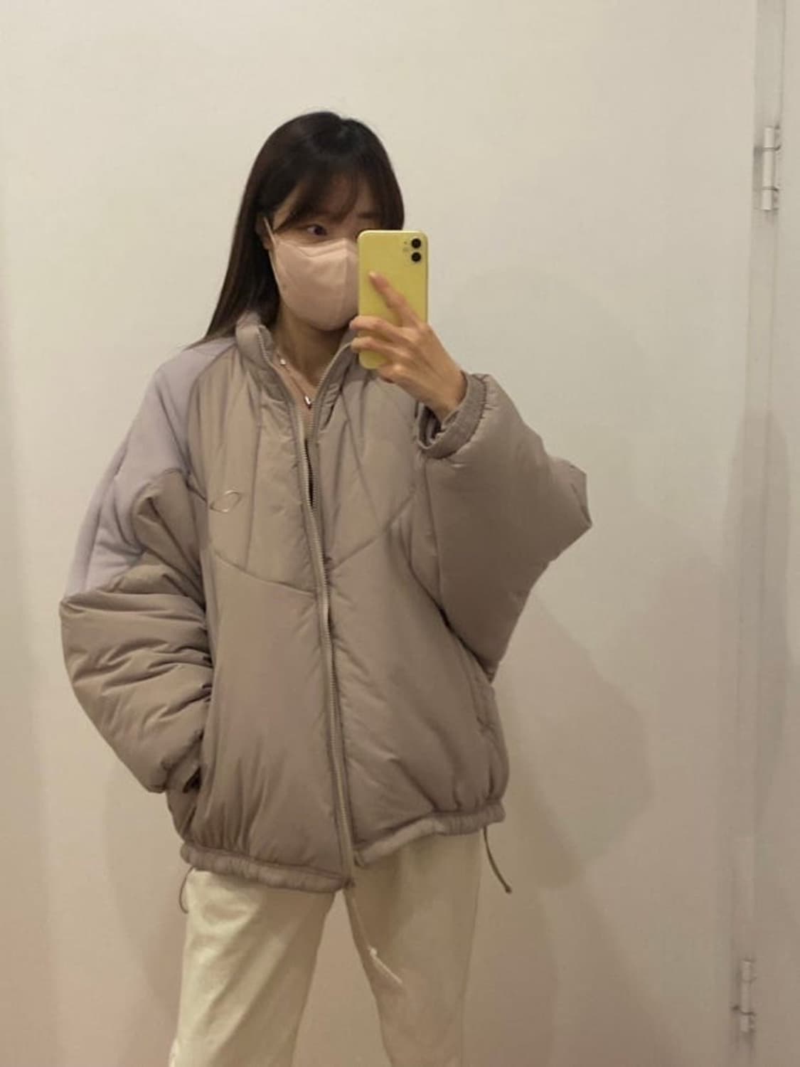 미스치프 롬버스 패딩 베이지 상품이미지1