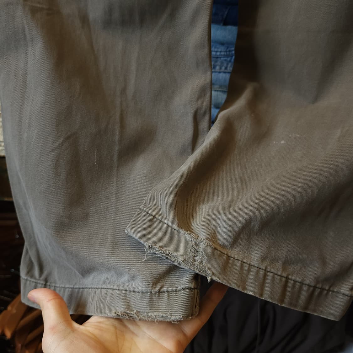 칼하트 워크팬츠 릴렉스드 핏 캔버스 팬츠 모스 그린 33x34 상품이미지10