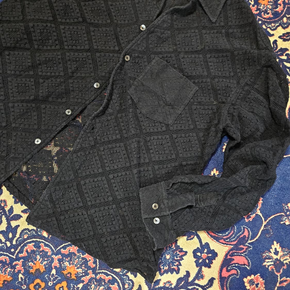 세터(Satur) 아가일 시스루 크로셰 셔츠  상품이미지3