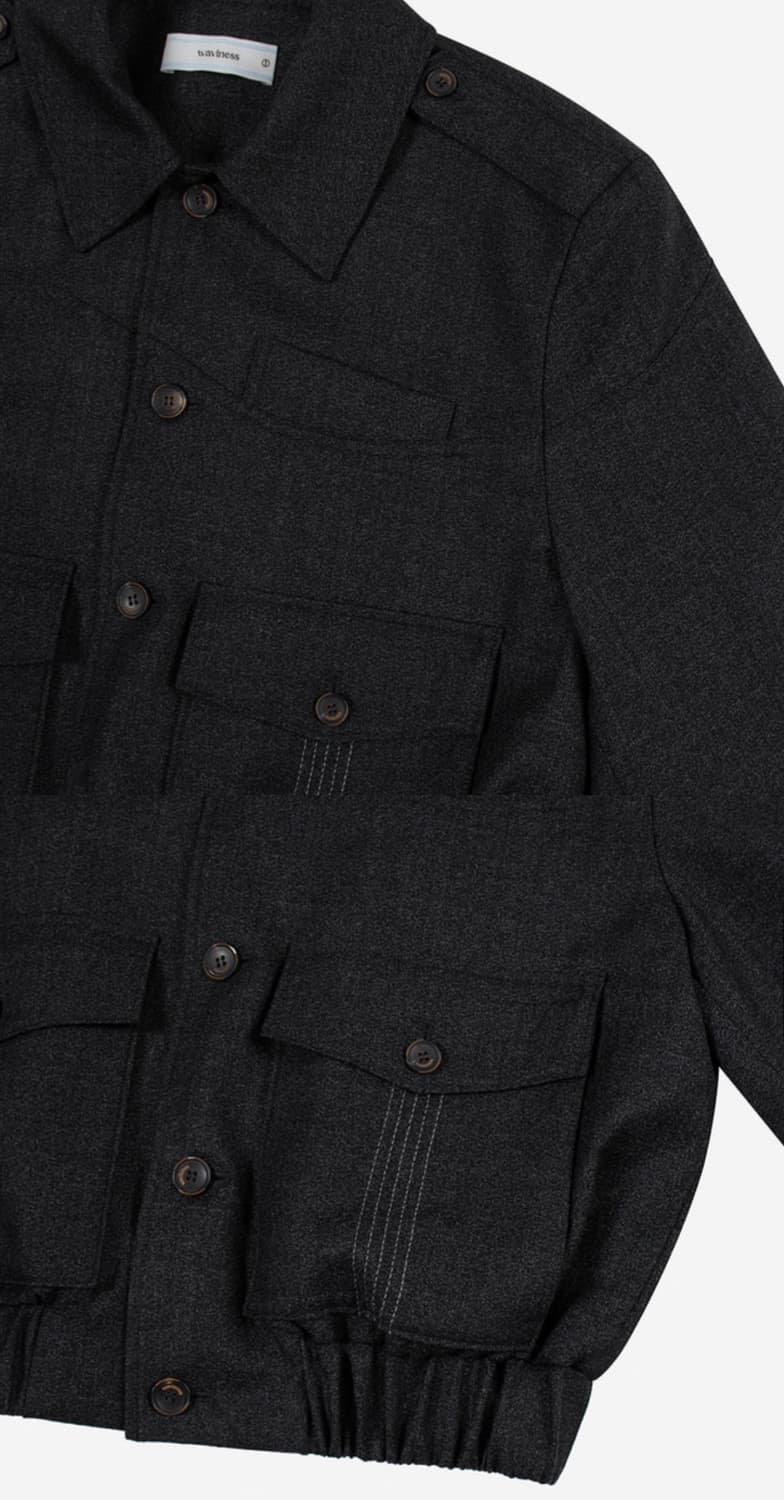 [2] 웨이비니스 에펠렛 크롭 블루종 멜란지 차콜 상품이미지1