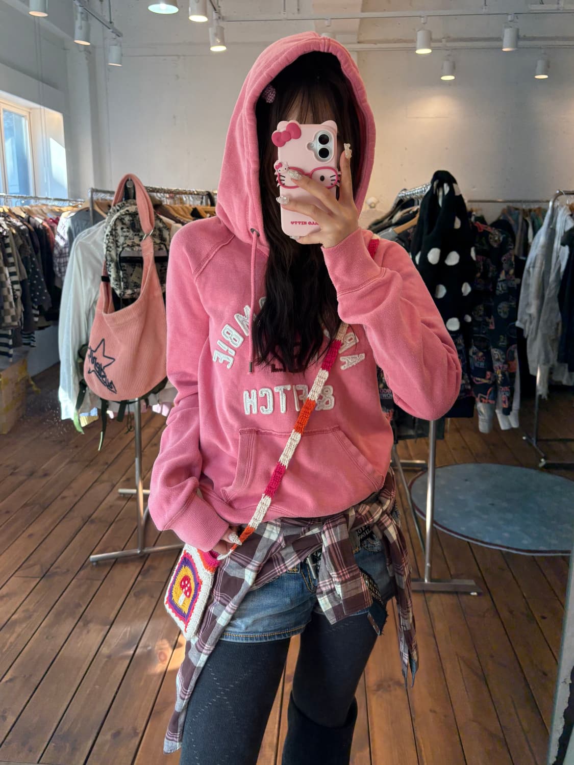 아베크롬비 핑크 후드티 상품이미지4