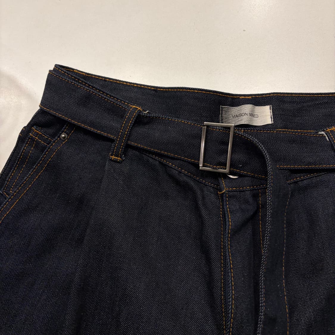 [50] 메종미네드 벨트 데님 와이드 팬츠 D420 상품이미지4