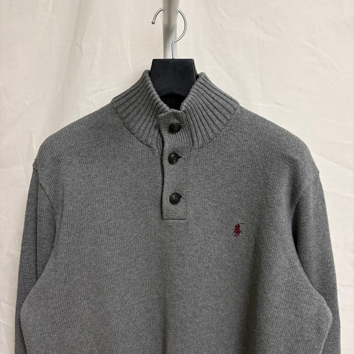 폴로 랄프로렌 버튼 하이넥 코튼 니트 / 그레이, L 상품이미지2