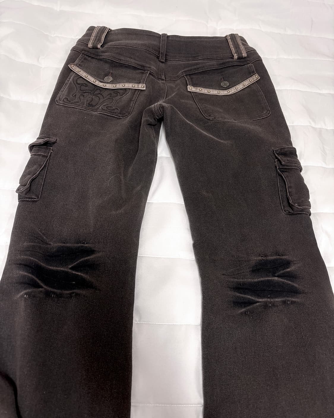 테스트메커니즘 flowers birds 카고 부츠컷 블랙 팬츠 젤리보드 상품이미지6