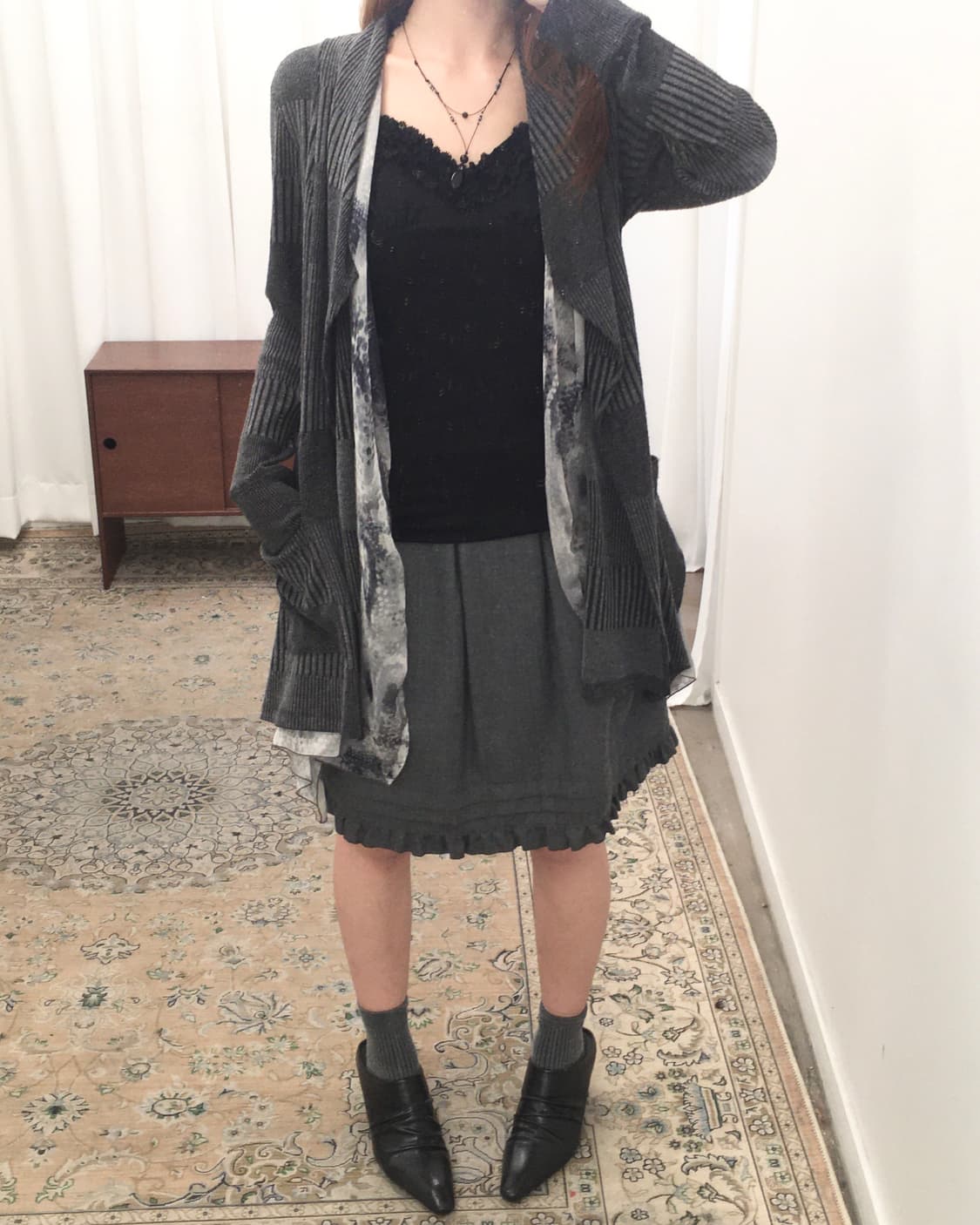 그레이 플리츠 스커트 상품이미지3