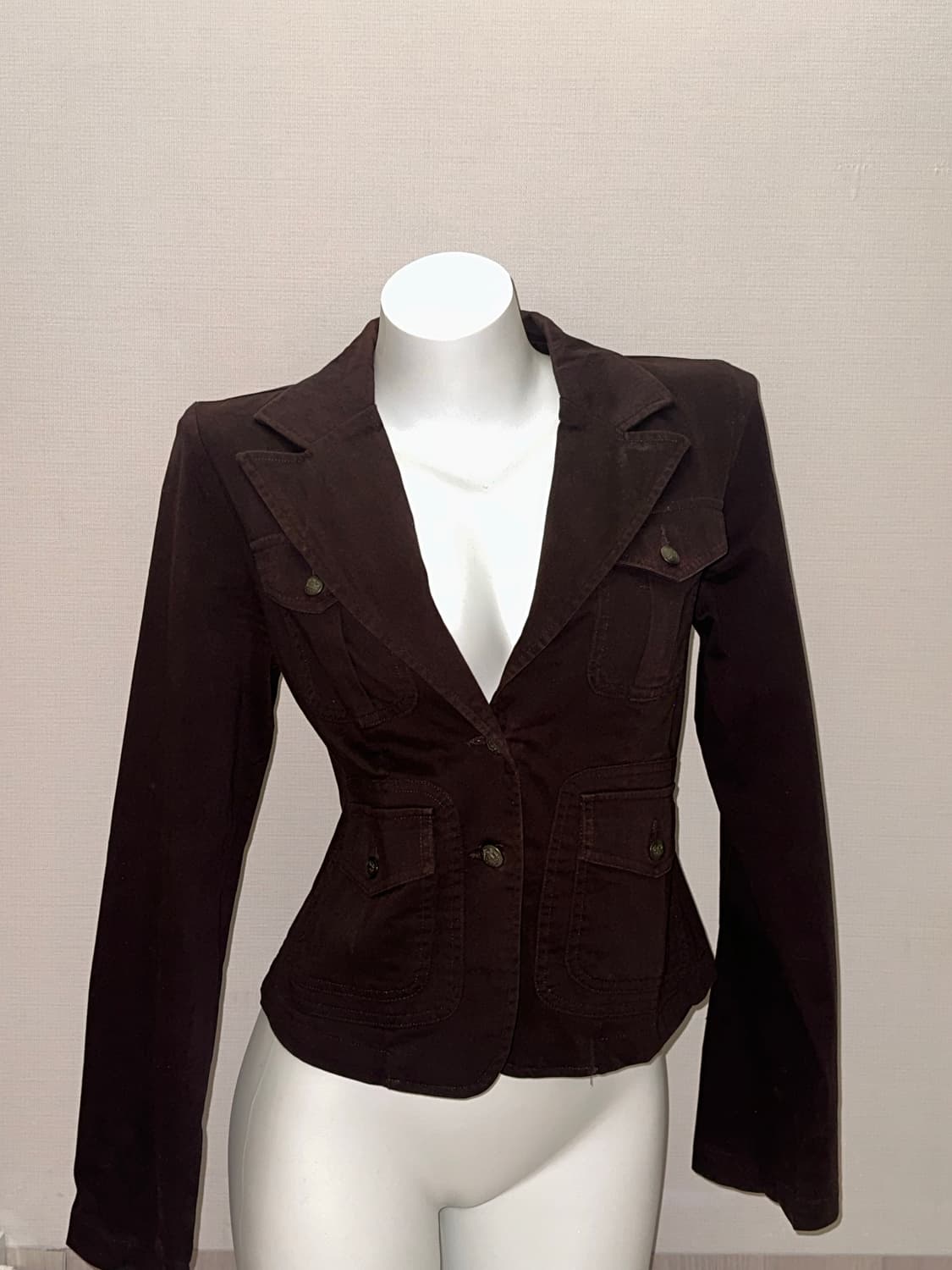 다크 브라운 포켓 슬림핏 숏 자켓 상품이미지2