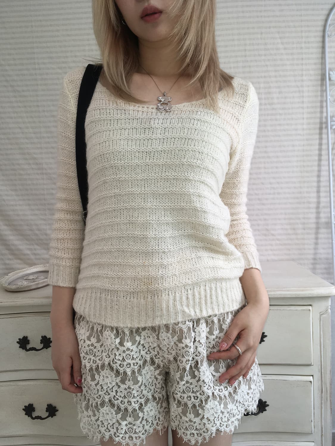 jpn vintage ivory lovely ribbon knit 상품이미지4