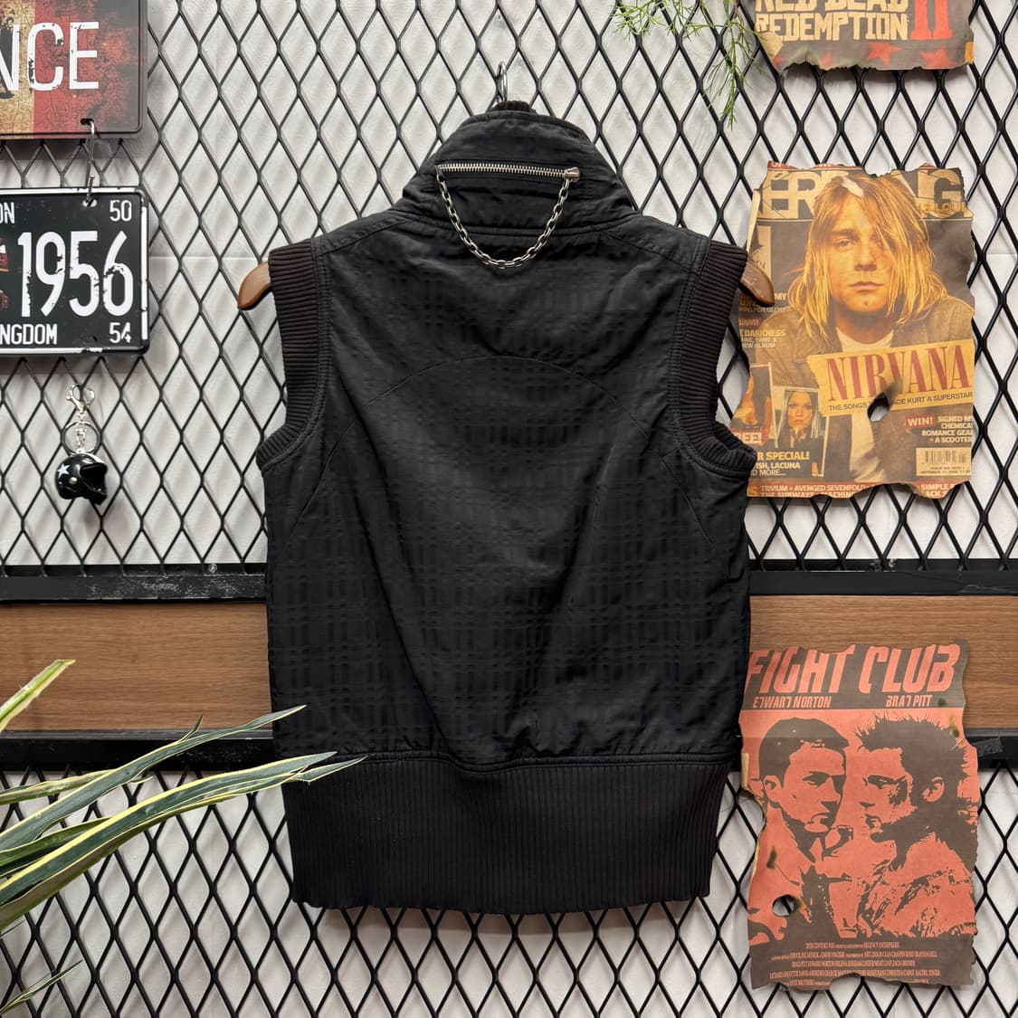 00s 디젤 집업 베스트 블랙 전면 자수 버튼 로고 상품이미지2