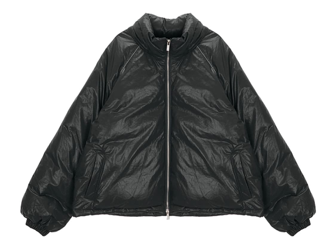 마뗑킴 마뗑 로고 코팅 다운 점퍼 블랙 L 상품이미지5