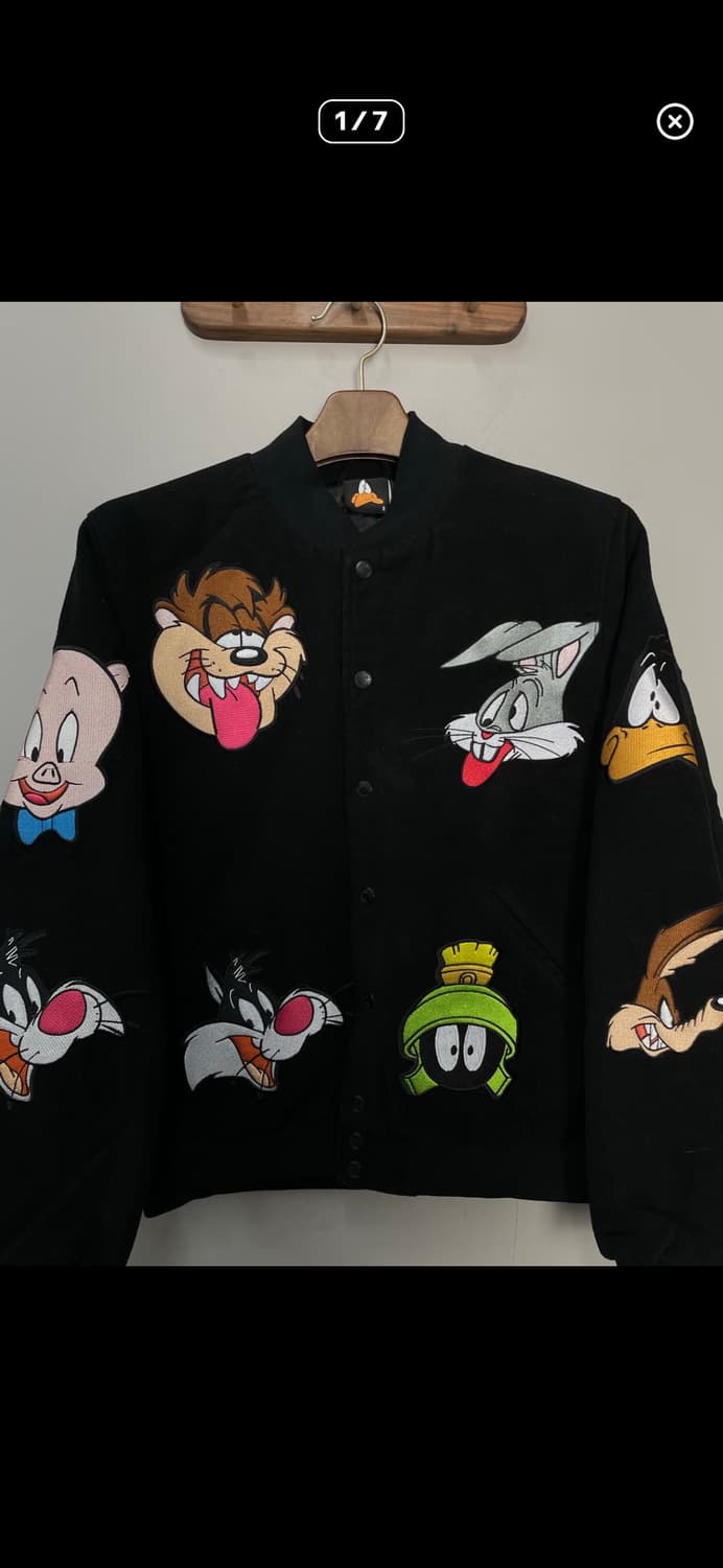 빈티지 루니툰 자수 블랙 바시티자켓 A3678 상품이미지3