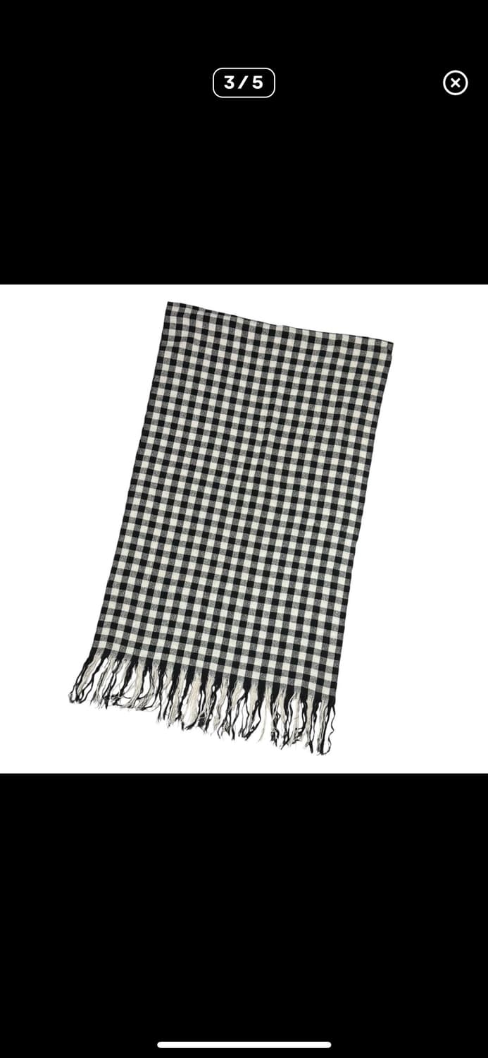 요지야마모토 실크 체크 스톨 머플러 상품이미지3