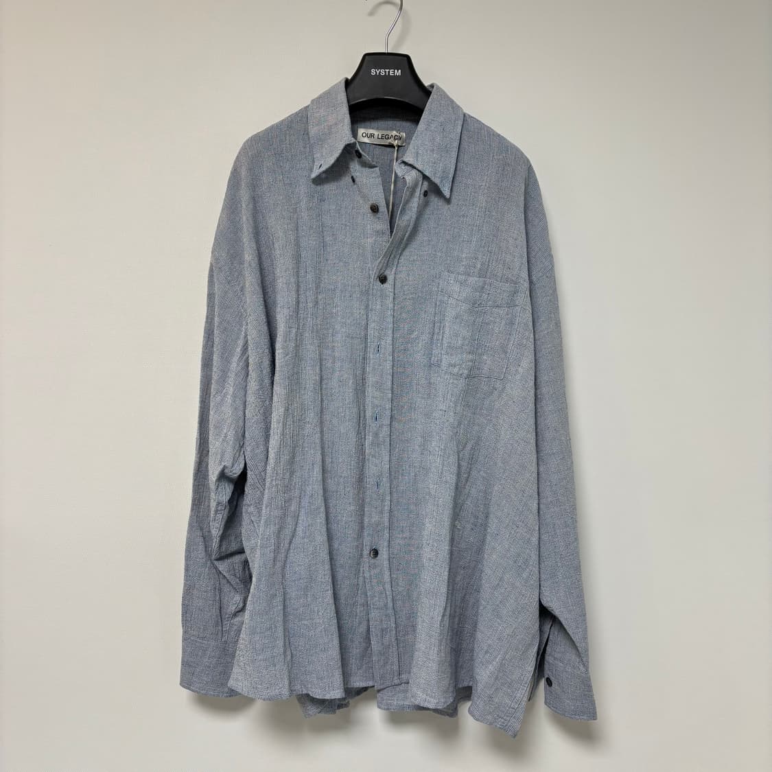 아워레가시 보로우드 BD 셔츠 벌링턴 시어서커 미드 블루 상품이미지1