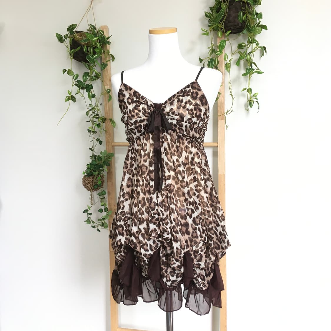 JPN/ 레오파드슬리브리스원피스 갸루 오네갸루 갸루슬리브리스 상품이미지2