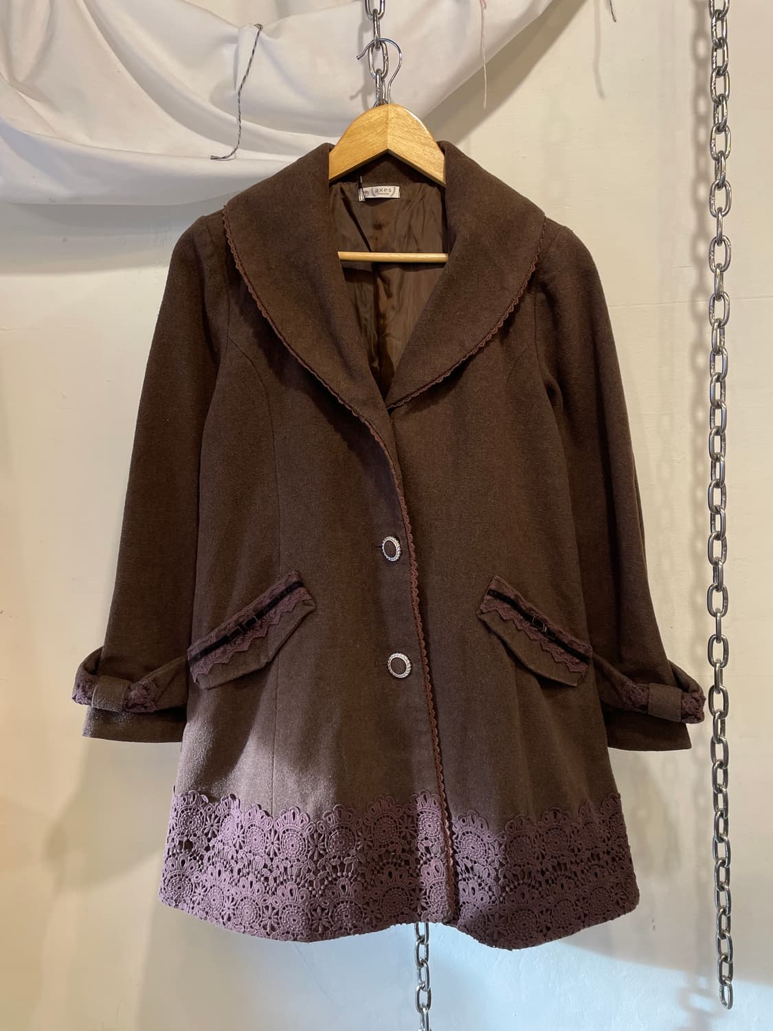 axes femme 엑시즈팜 자수 리본 브라운 코트 러블리 갸루 상품이미지3