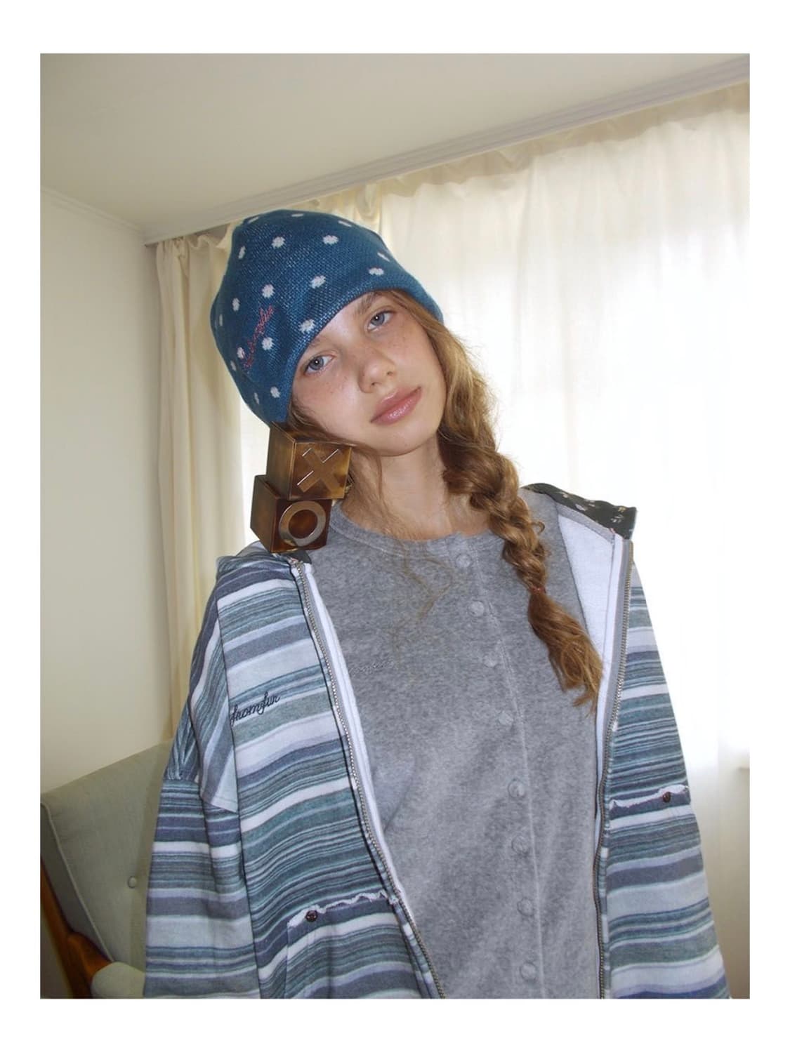 펀프롬펀 Dot Jacquard Beanie, Deep Blue 상품이미지2