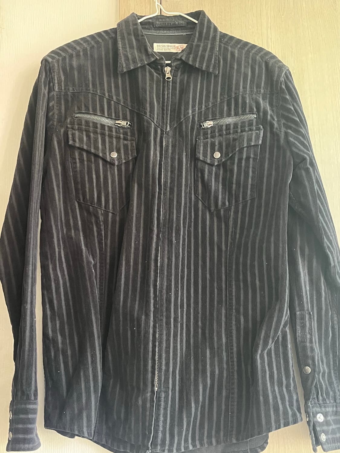 Rush hour 벨벳 스트라이프 셔츠자켓 상품이미지3