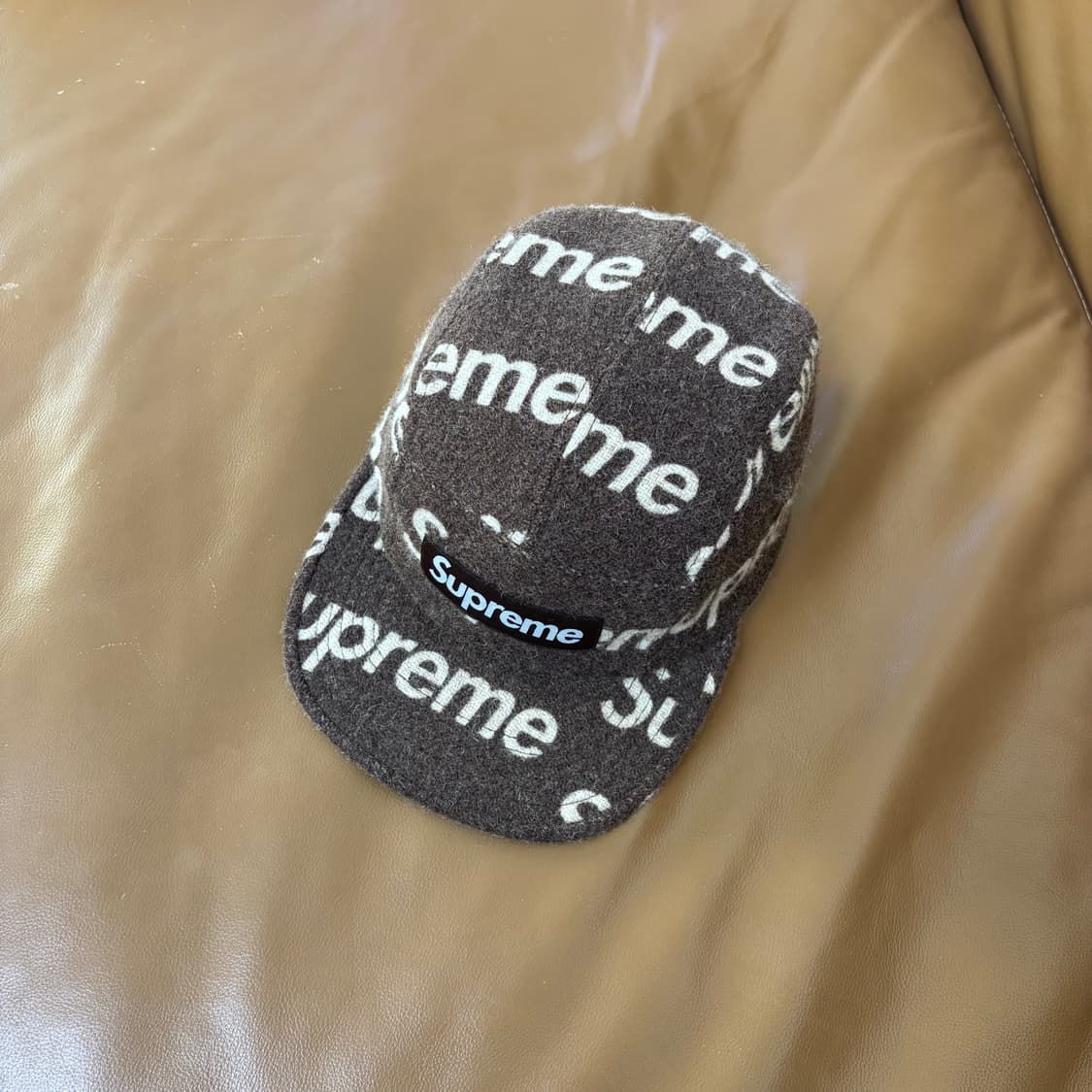 슈프림 캠프캡 모자 박스로고 해리스트위드 브라운 상품이미지5