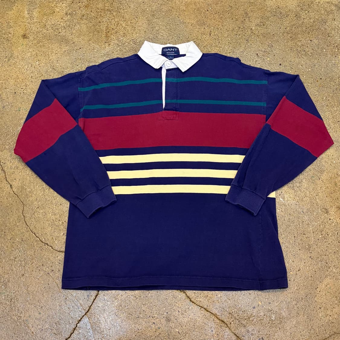 90s Made in USA 미국 빈티지 간트 스트라이프 럭비티 카라티  상품이미지1